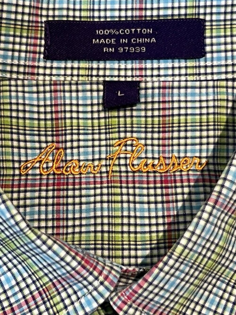 Alan Flusser Men’s Shirt Large Multicolor Plaid Long Sleeve Cotton Button Down - Picture 4 of 6